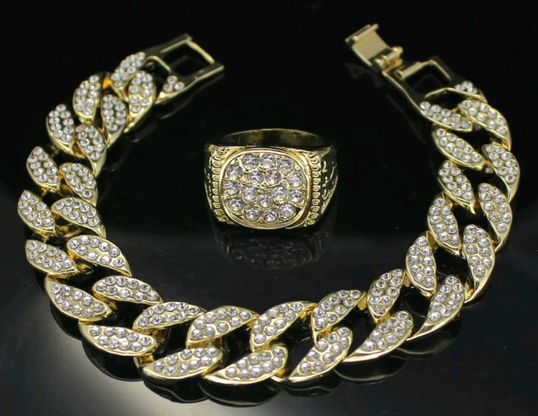 Cuban Link Icy Bracelet & Ring Set