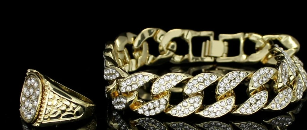 Cuban Link Icy Bracelet & Ring Set