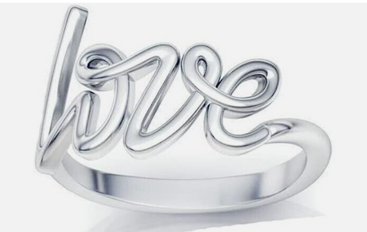 Love Script Sterling Silver Ring