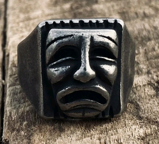 Aztec Face Mask Steel Ring