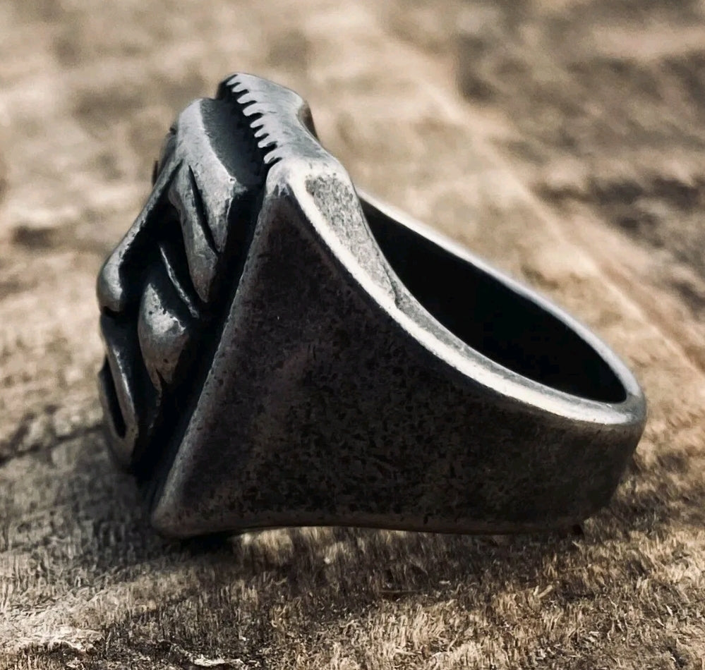 Aztec Face Mask Steel Ring