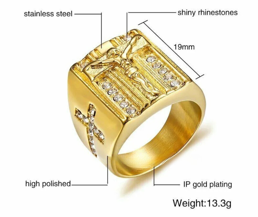 Jesus Gold Plated Cross Ring