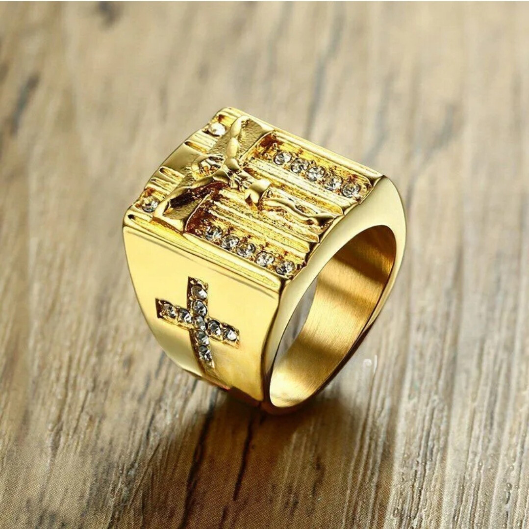 Jesus Gold Plated Cross Ring