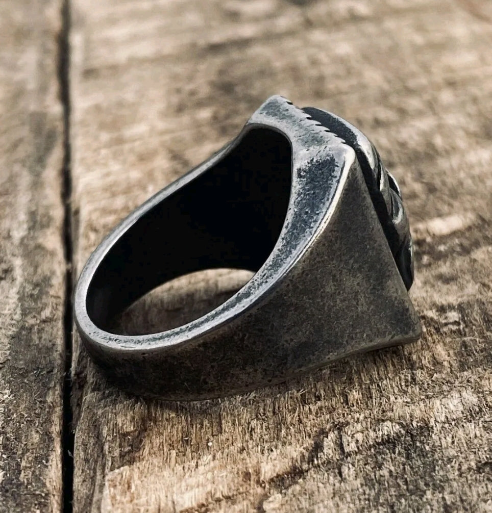 Aztec Face Mask Steel Ring