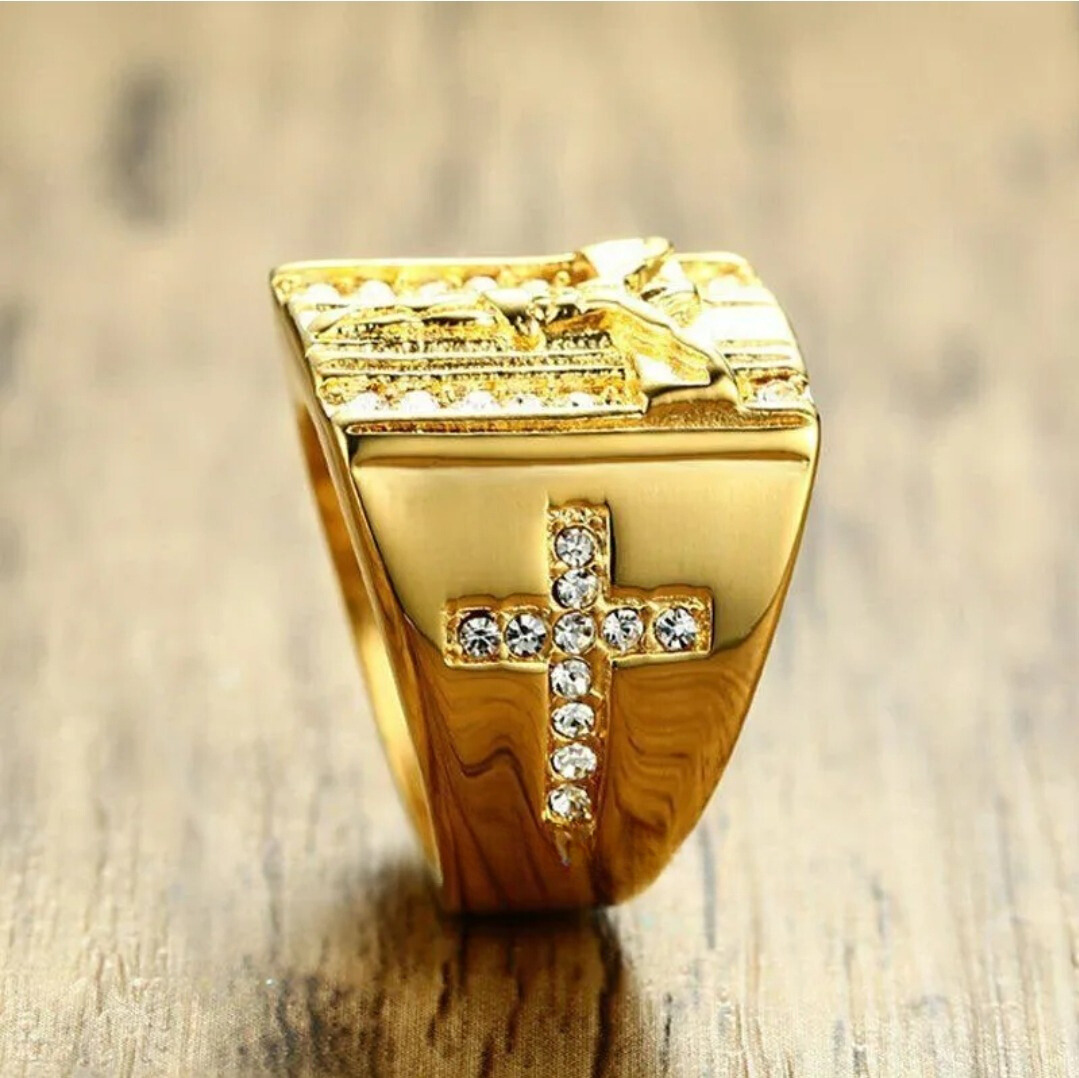 Jesus Gold Plated Cross Ring