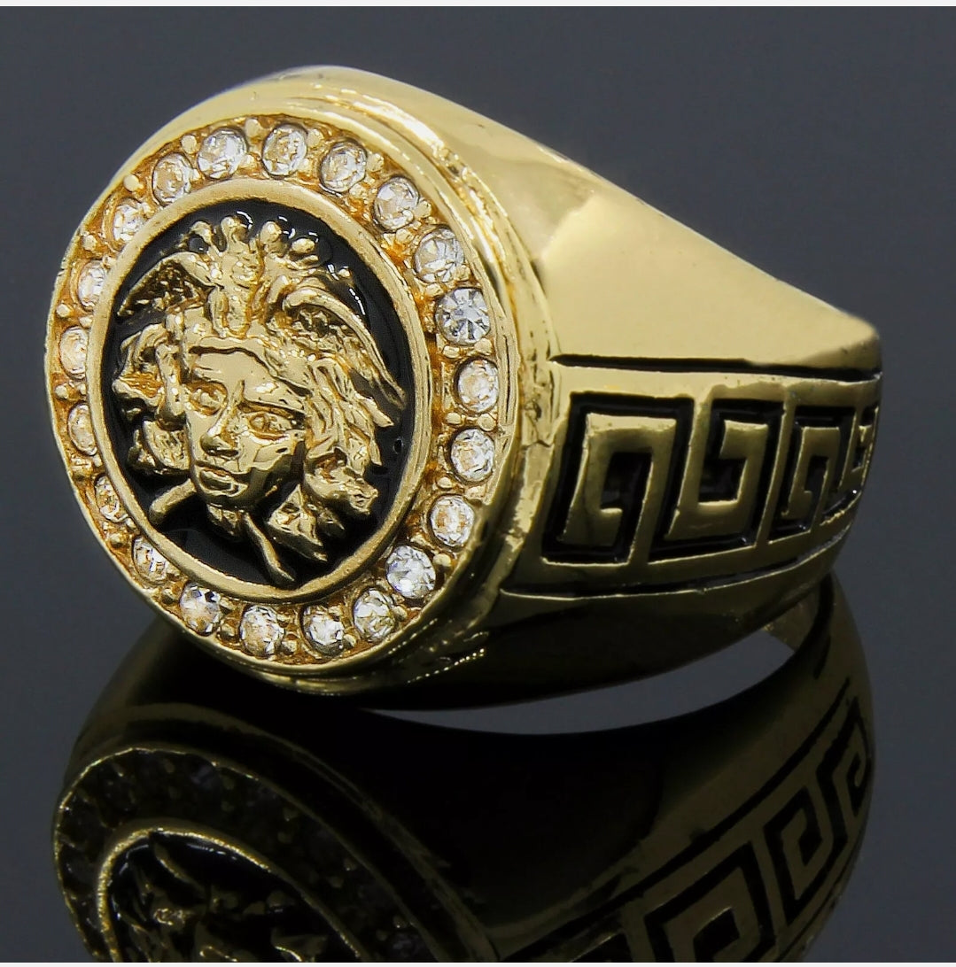 Gold Plated Medusa Head Men's Ring