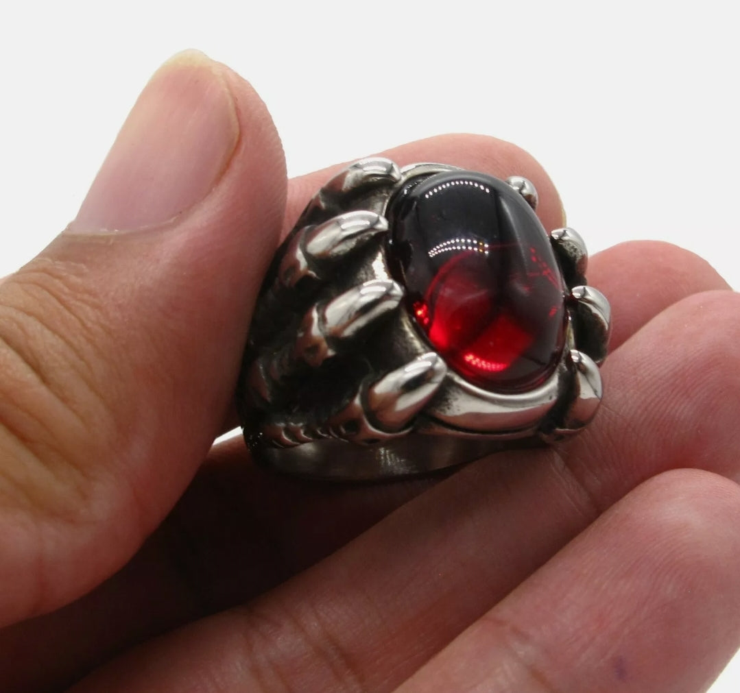 Red Ruby Dragon Claw Ring